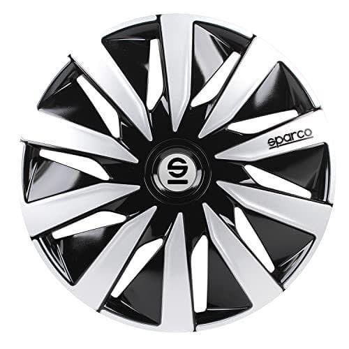 Sparco - Tapacubos lazio, Negro/Plata, Set de 4, 14 pulgadas