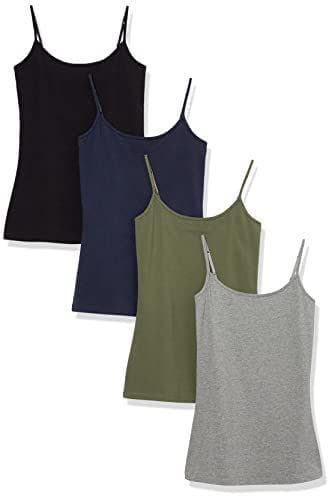 Amazon Essentials - Pack de 4 camisetas ajustadas para mujer