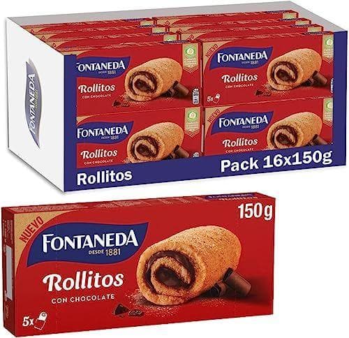 Fontaneda - Rollitos de bizcocho con crema de chocolate 150g - Pack de 16