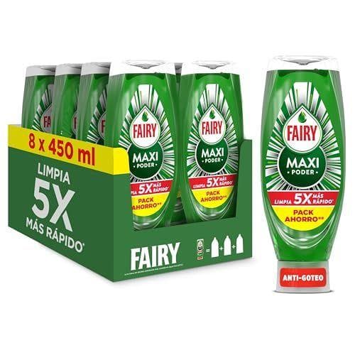 Fairy Maxi Poder - Pack de 8 botellas de lavavajillas liquido a mano 