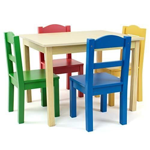Humble Crew - Juego de mesa cuadrada de madera + 4 sillas