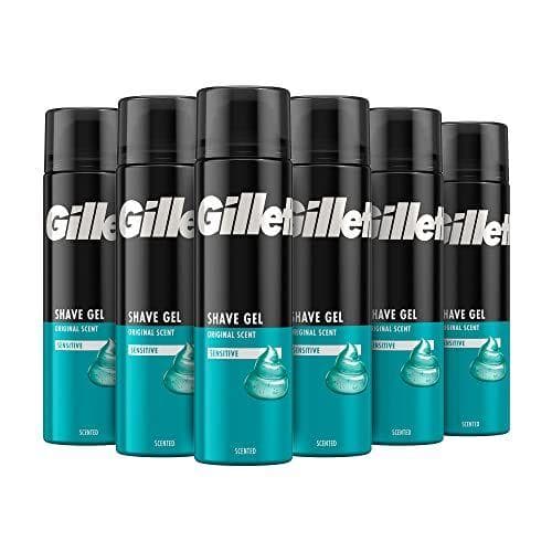 Gillette Classic - Pack de 6 geles de afeitar para piel sensible para hombre