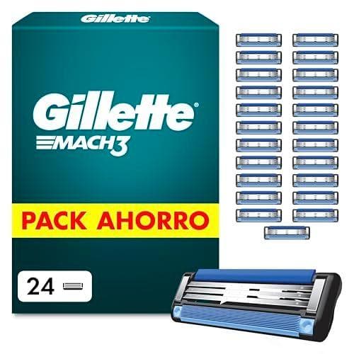 Gillette Mach3 Base Cuchillas de Afeitar Hombre, Pack de 24