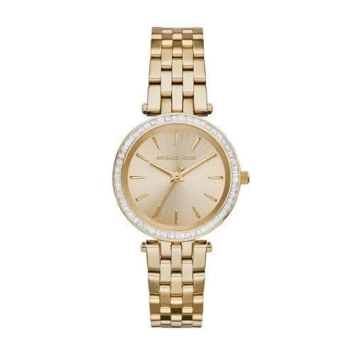 Michael Kors Reloj Darci para Mujer, Movimiento de Cuarzo de Tres Agujas en Tono Dorado con Correa de Acero Inoxidable, 33 mm, Tono Dorado y Purpurina