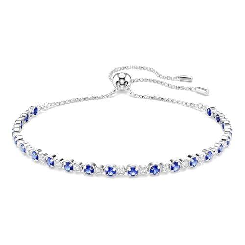 Swarovski - Pulsera con diseño de hilera de zirconias azul y transparentes