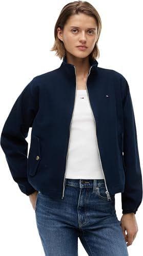 Tommy Jeans Cazadora de entretiempo Mujer Zip Cotton con cremallera, Azul (Dark Night Navy), M