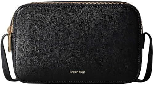 Calvin Klein Bolsa alargada con logotipo para mujer con cremallera, Negro (Negro), Talla única