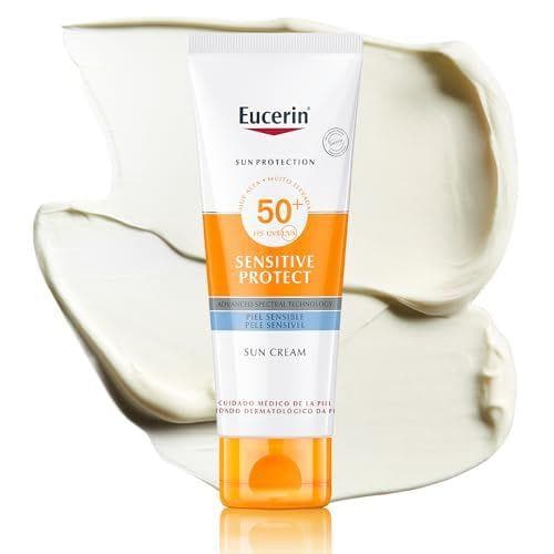 Eucerin Sun Face Sensitive Protect Cream FPS 50+ - Crema facial solar con filtros UVA/UVB | Para pieles atópicas, secas y sensibles | Textura ligera