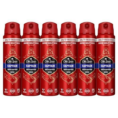 Old Spice Captain - Pack de desodorantes corporales en spray para hombres 150 ml