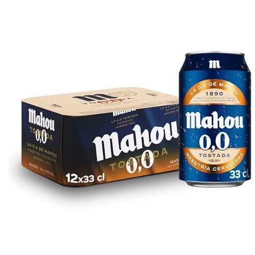 Mahou 0,0 Tostada - Pack de 12 latas de cerveza lager | Sin alcohol