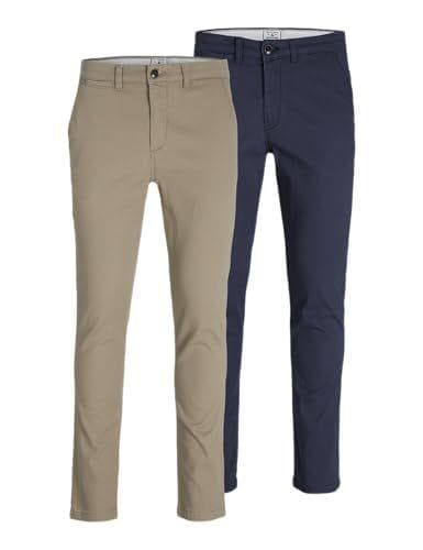 JACK & JONES - Pack de 2 pantalones chinos para hombre