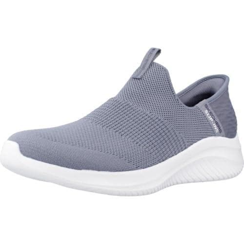 Skechers Mujer Ultra Flex 3.0 Cozy Streak Slip-In ENTRENADOR, Slate Textile/Navy Trim, 38 EU
