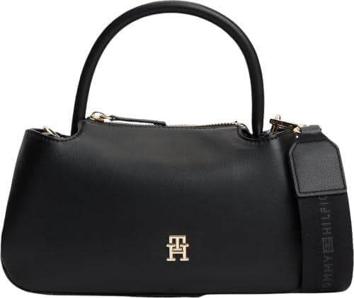 Tommy Hilfiger TH LOGOTAPE MINI SATCHELAW0AW18743 - Cartera para mujer, color negro, talla única