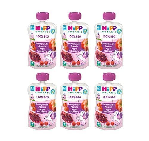 Hipp Pouches Unicornio Manzana, frambuesa, granada Bio 