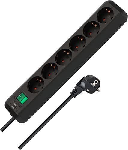Brennenstuhl Eco-Line - Regleta de enchufes con 6 tomas de corriente (Cable de 1,5m, Interruptor)