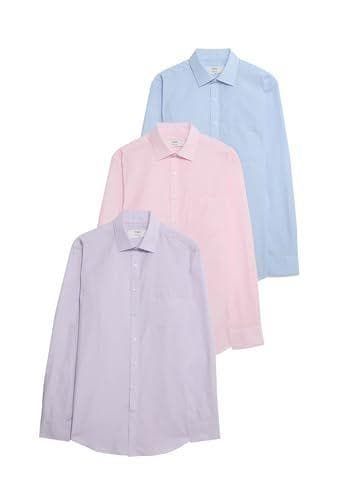 Marks & Spencer - Pack de 3 camisas con bolsillo ajustadas de algodón de planchado