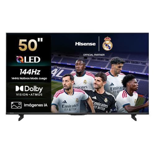 Hisense 50E7S Pro - Hi-QLED 50 Pulgadas Smart TV 4K, 144 Hz Nativos | Quantum Dot Color, Dolby Vison.Atmos, Imágenes AI, Smooth Motion IA, AMD FreeSync Premium PRO, HDR10+Gaming