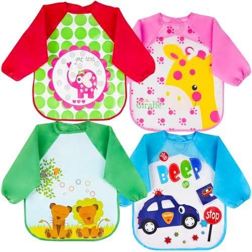 Vicloon - Pack de 4 baberos de bebé Impermeable 