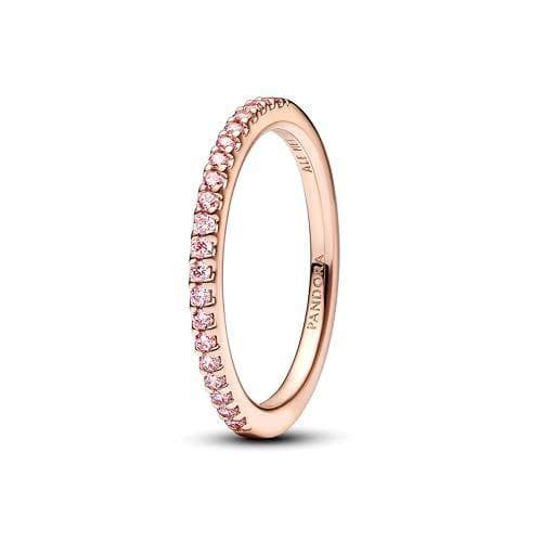 PANDORA - Anillo de mujer con banda rosa brillante de oro rosa 