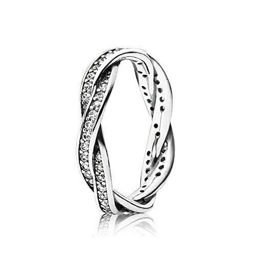 Pandora - Anillo trenzado con engaste pavé de plata de ley 925 con circonitas cúbicas