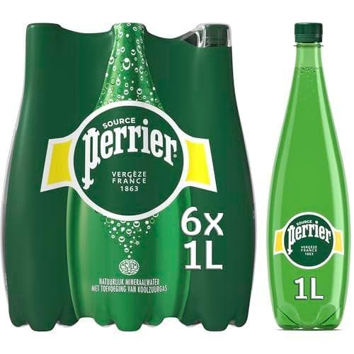 Perrier - Pack de 6 botellas de agua mineral natural con gas