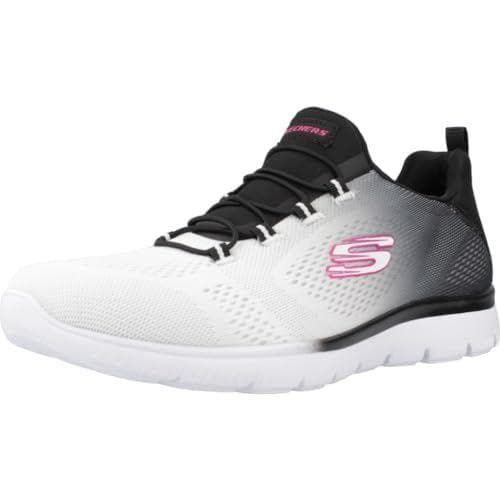 Skechers Mujer Summits Bright Charmer Zapatillas, Black & White Mesh/Trim, 38 EU