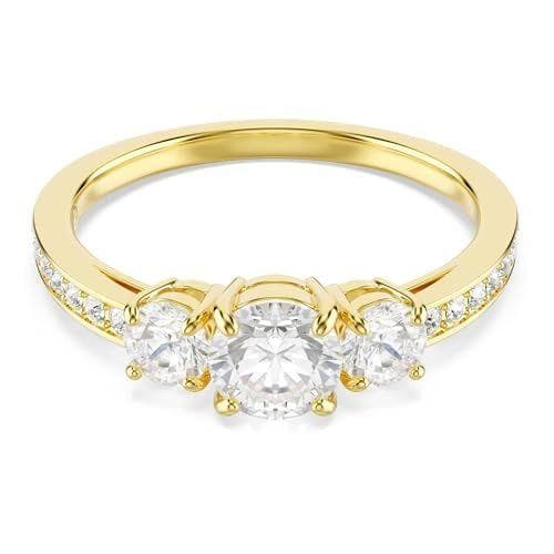 Swarovski - Anillo clásico con trío de cristales y de talla redonda