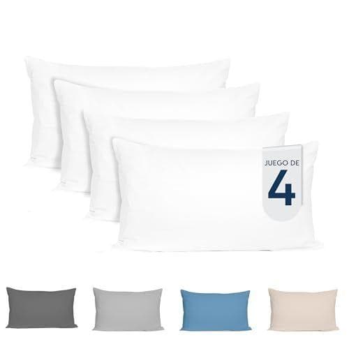 Dreamzie - Pack de 4 funda de almohada de color blanco