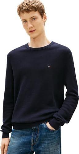 Tommy Hilfiger Jersey Hombre Essential Structure Crew Neck Regular Fit, Azul (Desert Sky), L