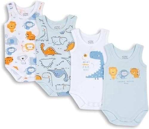 Chicco - Conjunto de 4 bodies sin mangas de algodón Chicco - Conjunto de 4 bodies sin mangas de algodón