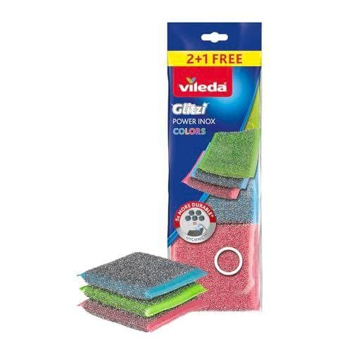 Vileda - Esponja Glitzi Power I con exterior de acero inoxidable