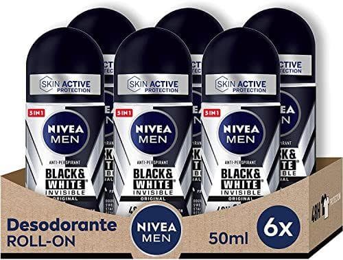 Nivea Men Black & White Invisible Original - Desodorante Roll-on pack de 6 (6 x 50 ml)