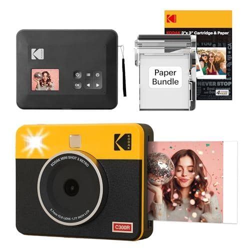 KODAK Mini Shot 3 Retro - Cámara digital instantánea + impresora fotográfica 2-en-1 