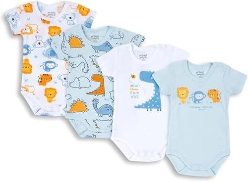 Chicco - Conjunto de 4 bodies de algodón de manga corta