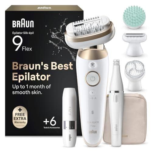 Braun Silk·épil 9 Flex SkinSpa Depiladora Eléctrica Mujer, 9-681 3D, Oro