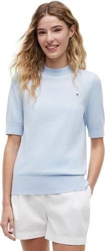 Tommy Hilfiger Jersey Mujer Jersey Manga Corta, Azul (Breezy Blue), M