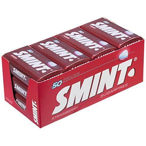 Smint Tin Fresa - Pack de 12 botes de caramelo comprimido | Sin azúcar 