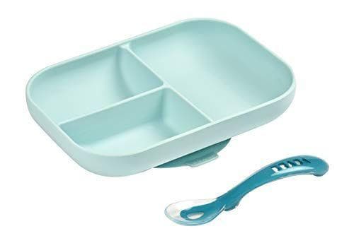 BÉABA - Plato compartimentado de silicona con ventosa + cuchara 