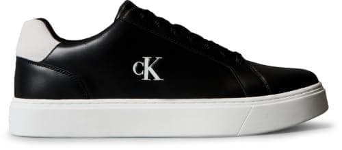 Calvin Klein Sneaker con Suela Cupsole Hombre Classic Laceup de Piel, Negro (Black/Bright White), 42