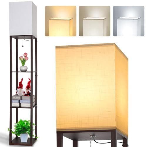 Aimosen - Lámpara de pie LED con estantería 