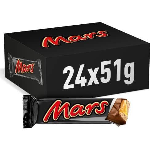 Mars - Chocolatina de crema de turrón y caramelo recubiertos del más fino Chocolate con Leche (24 x 51g)