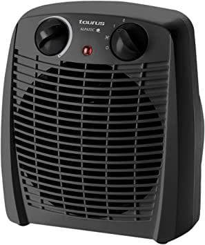 Taurus Alpatec New Gobi - Calefactor, 2000W, 2 intensidades, función ventilador, termostato regulable, protector térmico de seguridad, piloto luminoso, asa de transporte, hasta 20m2, negro