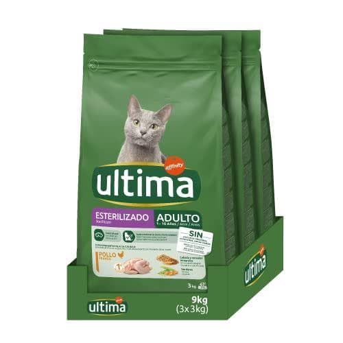 Ultima Esterilizado Adult Pollo - Comida seca para gatos, Pack de 3 x 3kg, Total 9kg