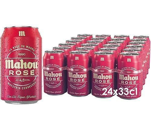 Mahou Rosé - Cerveza con toque afrutado y extra refrescante, Pack 24 Latas de 33 cl