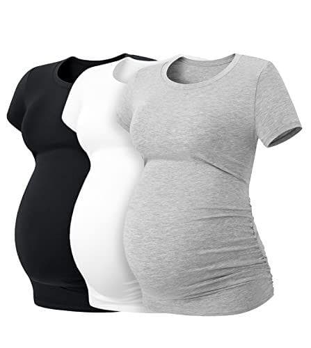 3 Camisetas de Manga Corta para Premamá 3 Camisetas de Manga Corta para Premamá
