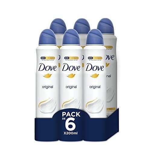 Dove Desodorante Aerosol 48h Original Sin Alcohol para Mujer, con Aceite Nutritivo 100% Natural y 1/4 de Crema Hidratante, Pack de 6 x 200 ml