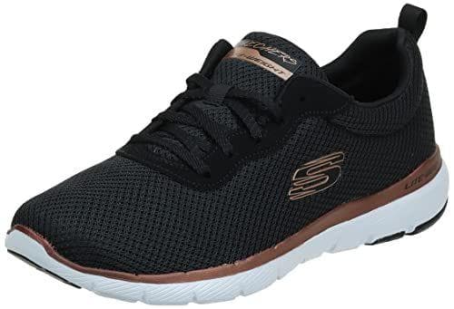 Skechers Flex Appeal 3.0 First Insight, Sneakers Mujer, Negro (Black Mesh Rose Gold Trim), 38 EU Skechers Flex Appeal 3.0 First Insight, Sneakers Mujer, Negro (Black Mesh Rose Gold Trim), 38 EU