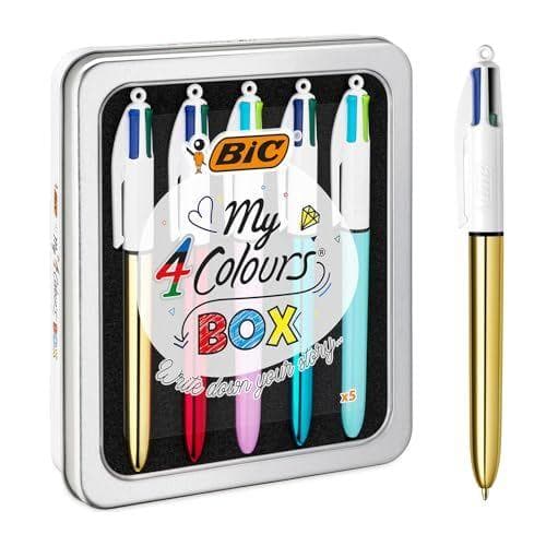 BIC My 4 Colours Box - Caja de 5 Bolígrafos 4 Colores 