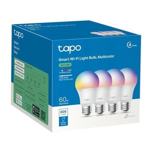 TP-Link Tapo L530E 4-Pack - Bombilla LED inteligente Wi-Fi, multicolor, regulable, E27, 8.7 W 806 lm, compatible con Alexa y Google Home