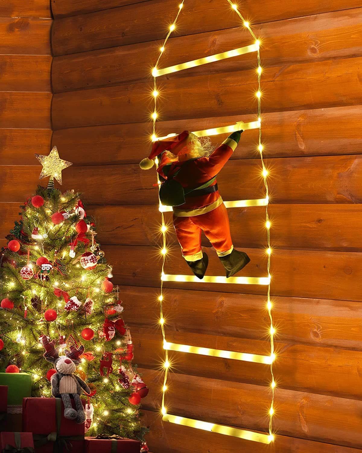 Escalera LED con Papá Noel